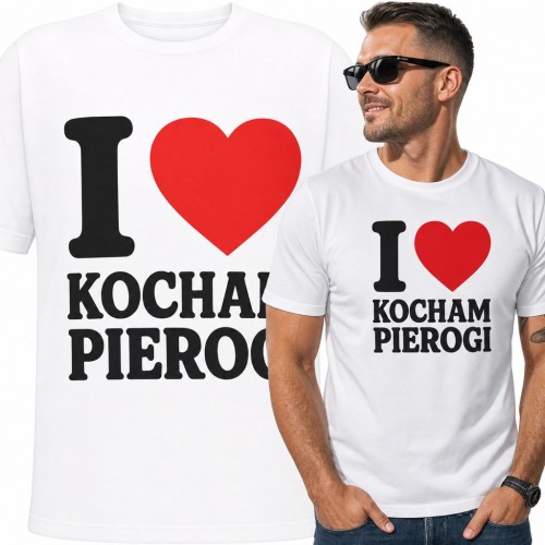 Koszulka męska „I ❤ kocham pierogi” - dla miłośnika polskiej kuchni