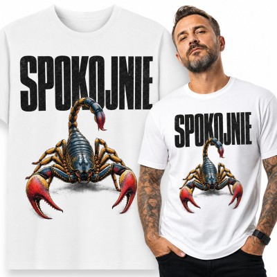 Koszulka męska „Spokojnie” ze skorpionem - prezent dla Skorpiona z zodiaku