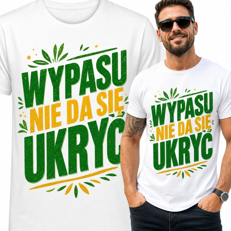 Koszulka męska „Wypasu nie da się ukryć” - śmieszny napis na prezent dla faceta
