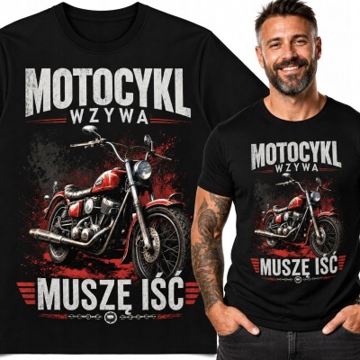 Koszulka męska z czerwonym cruiserem „Motocykl wzywa - muszę iść”
