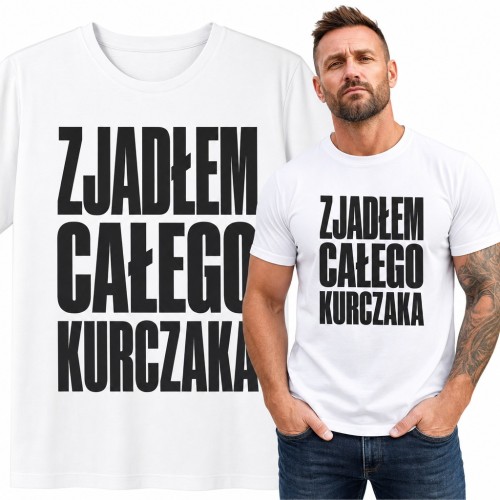 Koszulka męska „Zjadłem całego kurczaka” - śmieszny napis dla fana jedzenia