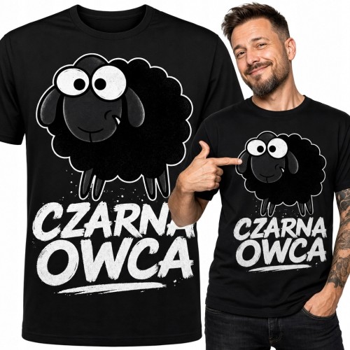 Koszulka męska „Czarna owca” - humorystyczny nadruk z owcą