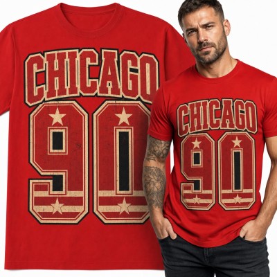 Koszulka męska „Chicago 90” - sportowy numer w stylu retro college dla fana koszykówki