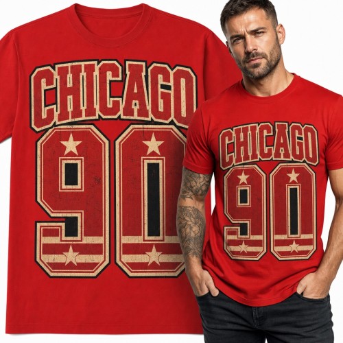 Koszulka męska „Chicago 90” - sportowy numer w stylu retro college dla fana koszykówki