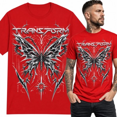 Koszulka męska „Transform” - chromowany motyl z kolcami w stylu cyber sigilism