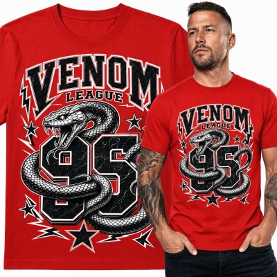 Koszulka męska „Venom League 95” - kobra owinięta wokół numeru w stylu varsity
