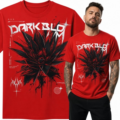 Koszulka męska „Darkbloom” - czarny kwiat w stylu cyber gotyk