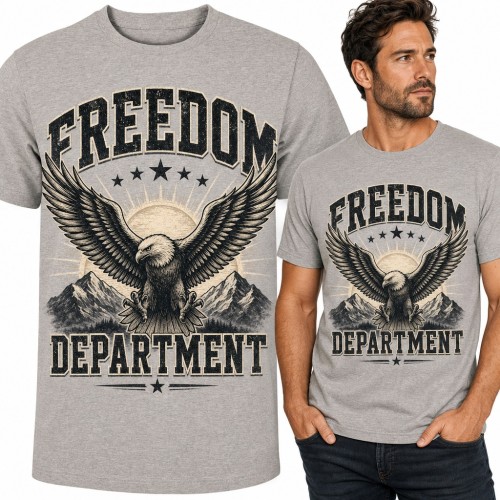 Koszulka męska z orłem bielikiem i górami „Freedom Department”