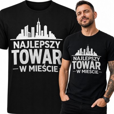 Koszulka męska z panoramą miasta „Najlepszy towar w mieście”