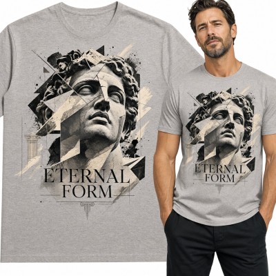 Koszulka męska antyczna rzeźba w geometrycznym stylu „Eternal Form”