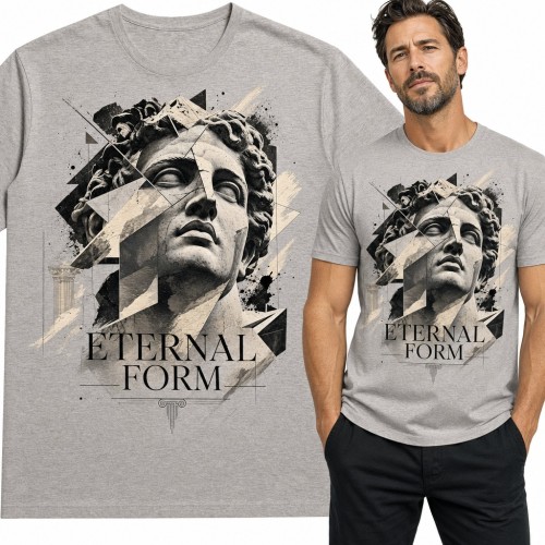 Koszulka męska antyczna rzeźba w geometrycznym stylu „Eternal Form”