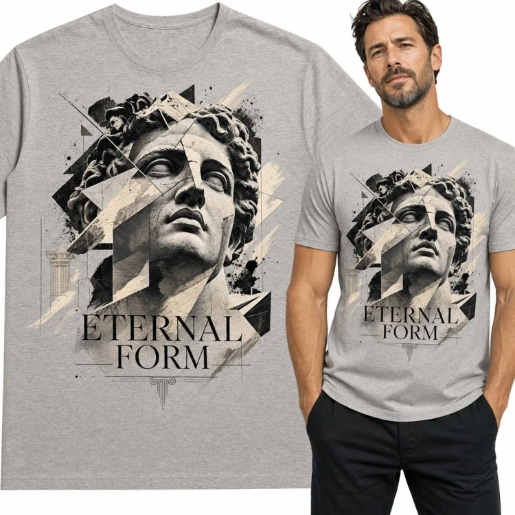 Koszulka męska antyczna rzeźba w geometrycznym stylu „Eternal Form”