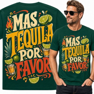 Koszulka męska „Mas tequila por favor” - limonki, shoty i meksykańska fiesta