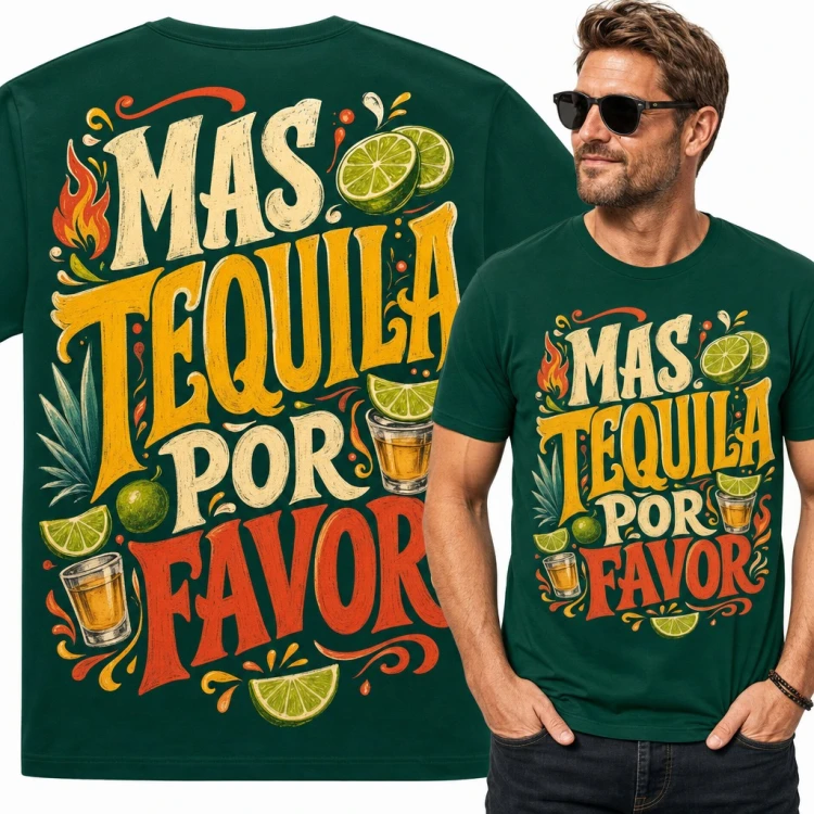 Koszulka męska „Mas tequila por favor” - limonki, shoty i meksykańska fiesta