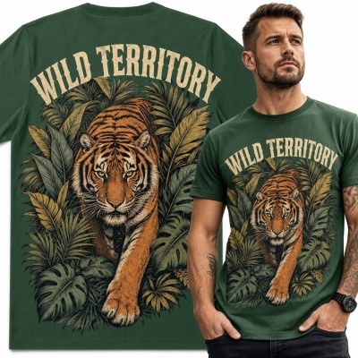 Koszulka męska z tygrysem w dżungli „Wild Territory”