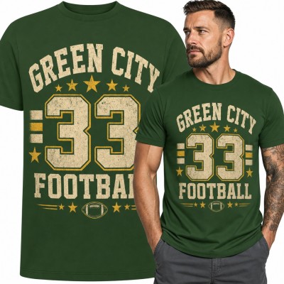 Koszulka męska „Green City 33 Football” - futbol amerykański w stylu varsity
