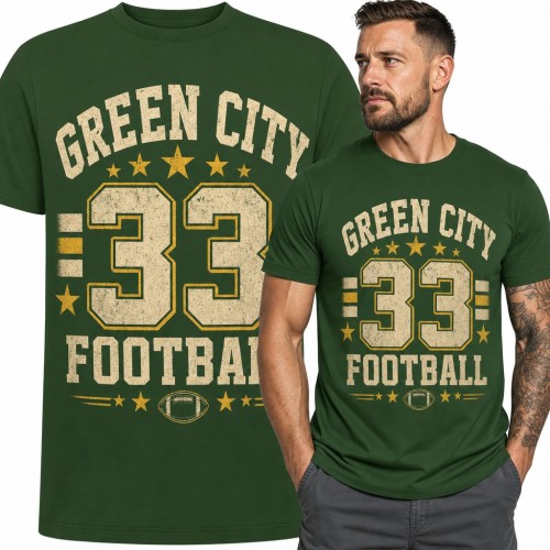 Koszulka męska „Green City 33 Football” - futbol amerykański w stylu varsity