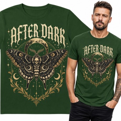 Koszulka męska „After Dark” - ćma trupia główka z czaszką i księżycem