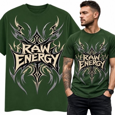 Koszulka męska „Raw Energy” - metalowe logo w stylu tribal