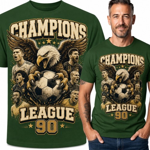 Koszulka męska „Champions League 90” - orzeł z piłką i piłkarze