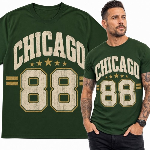 Koszulka męska „Chicago 88” - varsity z gwiazdkami w stylu retro