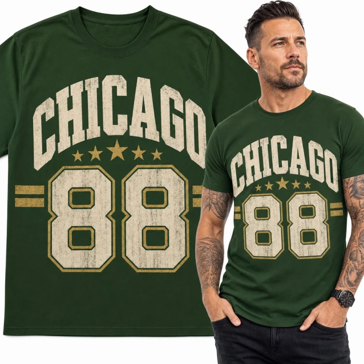 Koszulka męska „Chicago 88” - varsity z gwiazdkami w stylu retro