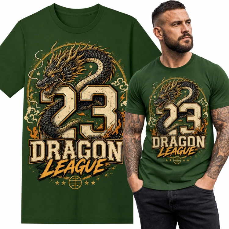 Koszulka męska „23 Dragon League” - chiński smok dla fana koszykówki