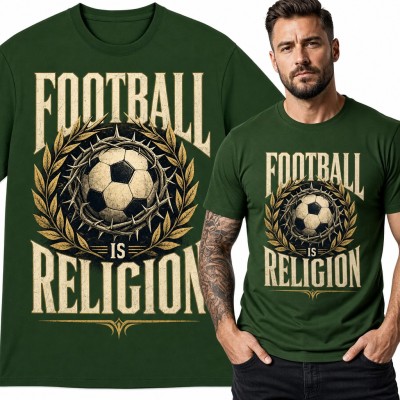 Koszulka męska „Football is Religion” - piłka w cierniowej koronie dla kibica
