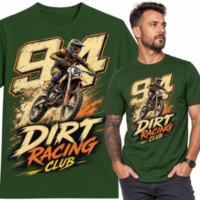 Koszulka męska motocross „Dirt Racing Club” - zawodnik z numerem 94 dla motocyklisty