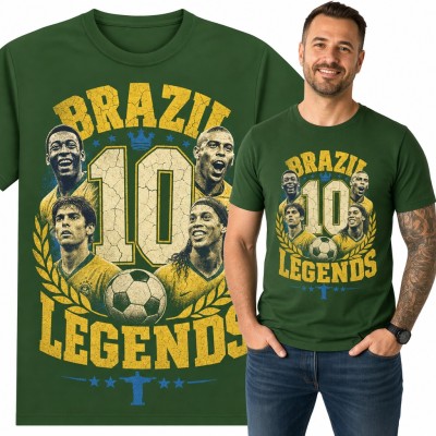 Koszulka męska „Brazil 10 Legends” - piłkarze w żółtych trykotach dla kibica