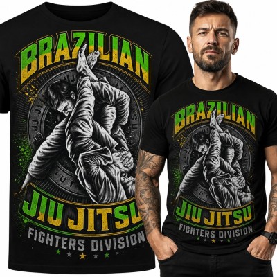 Koszulka męska BJJ „Brazilian Jiu Jitsu” - retro motyw walki parterowej