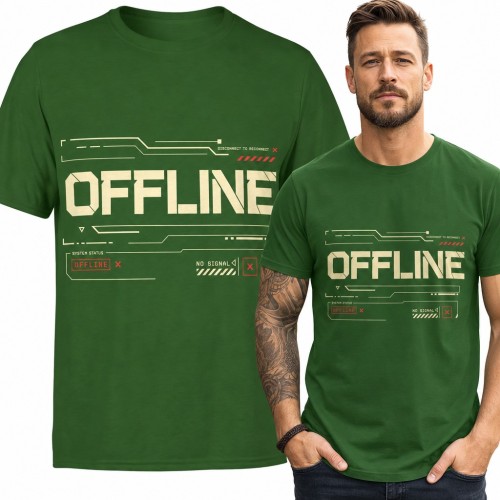 Koszulka męska „Offline” - interfejs HUD z hasłem Disconnect to Reconnect