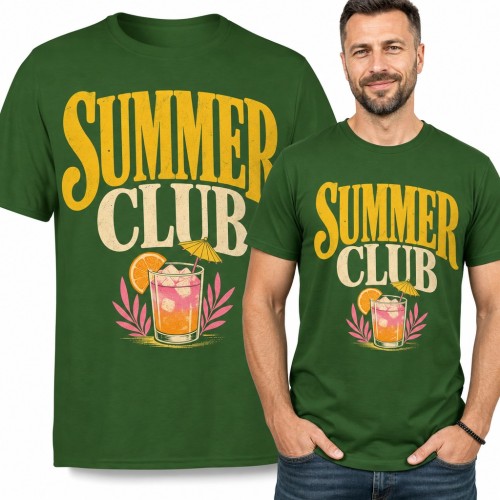 Koszulka męska „Summer Club” - retro drink z parasolką i plasterkiem pomarańczy