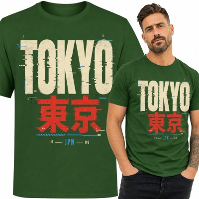 Koszulka męska „Tokyo” - japońskie znaki kanji w stylu glitch