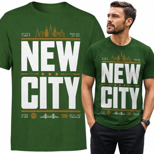Koszulka męska „New City” - panorama wieżowców i most wiszący