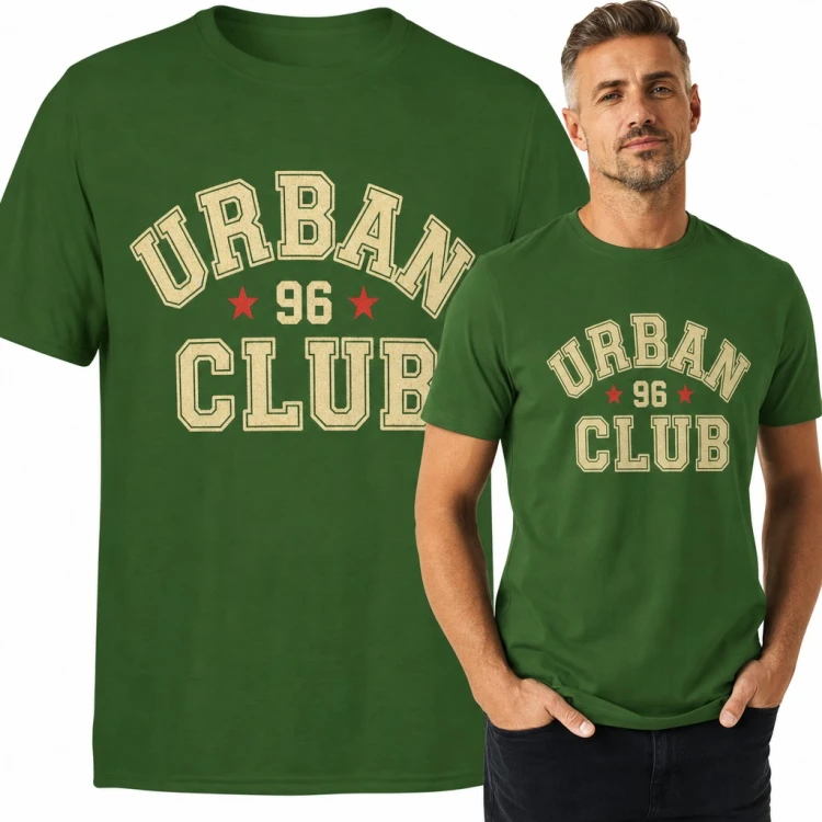 Koszulka męska „Urban 96 Club” - napis w stylu college z gwiazdkami