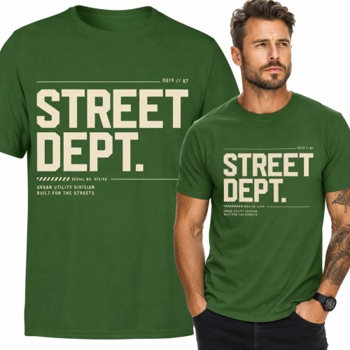 Koszulka męska „Street Dept.” - miejski napis w stylu utility