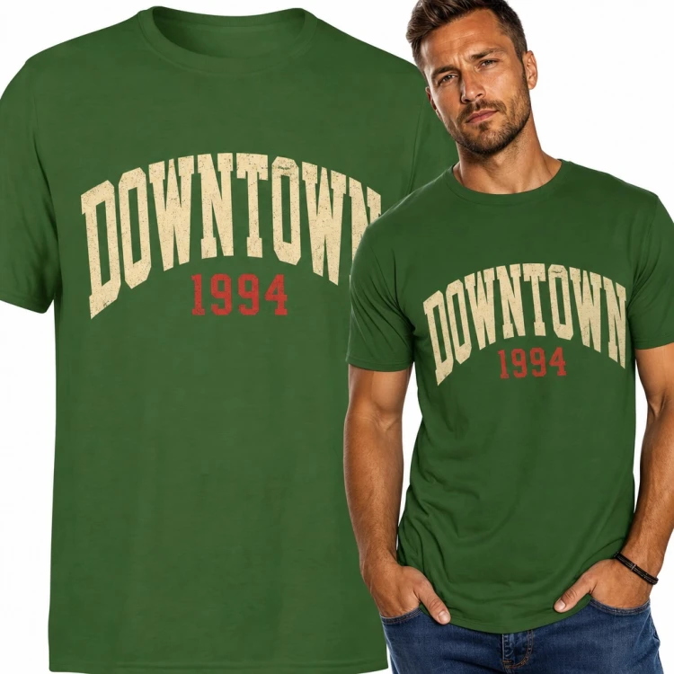 Koszulka męska „Downtown 1994” - retro napis w stylu college
