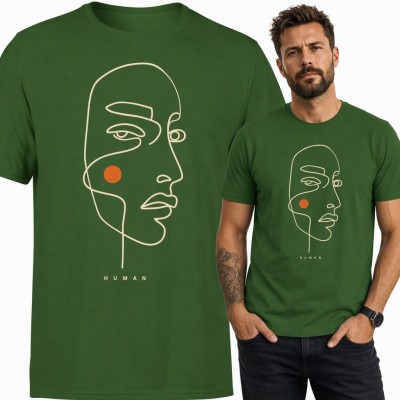 Koszulka męska twarz line art „Human” - minimalistyczny rysunek jedną linią