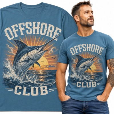 Koszulka męska „Offshore Club” z marlinem - dla wędkarza morskiego