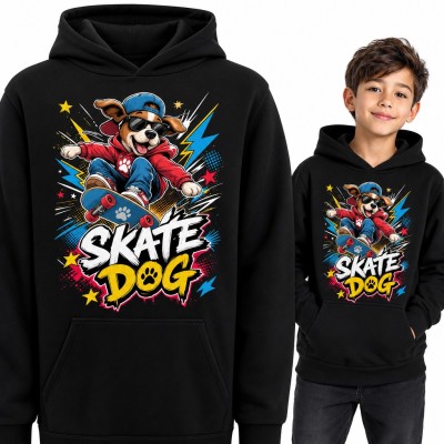 Bluza chłopięca z kapturem - pies na deskorolce „Skate Dog” w okularach