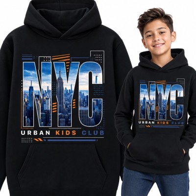 Bluza chłopięca z kapturem „NYC Urban Kids Club” - panorama Nowego Jorku