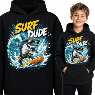 Bluza chłopięca z kapturem - rekin na desce „Surf Dude”