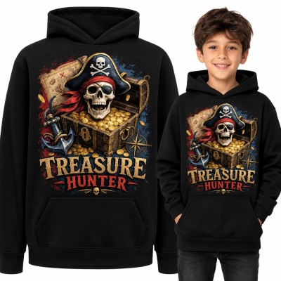 Bluza chłopięca z kapturem - pirat na skrzyni skarbów „Treasure Hunter”
