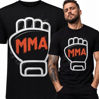 Koszulka męska ze stylizowaną rękawicą MMA - „MMA”