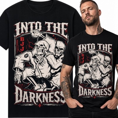 Koszulka męska BJJ ze szkieletami „Into the Darkness” - mroczny nadruk