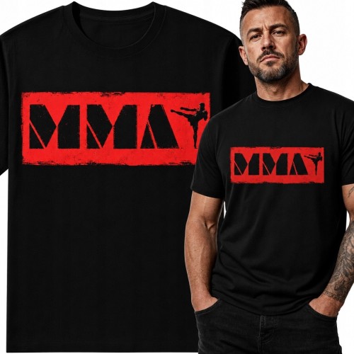 Koszulka męska z kopiącym zawodnikiem i napisem „MMA” - sporty walki