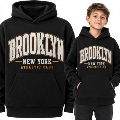 Bluza chłopięca z kapturem - „Brooklyn New York Athletic Club” w stylu college