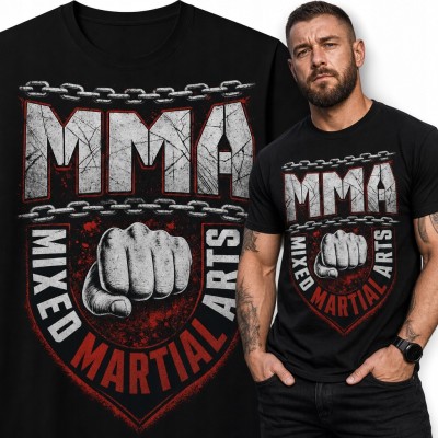 Koszulka męska z motywem „MMA” - pięść i łańcuchy