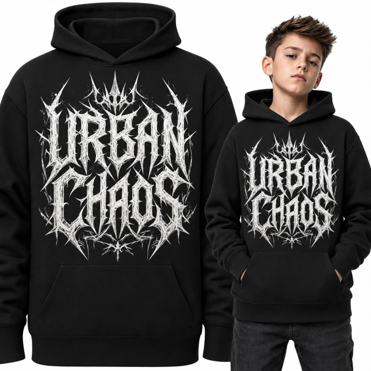 Bluza chłopięca z kapturem - metalowe logo z kolcami „Urban Chaos”